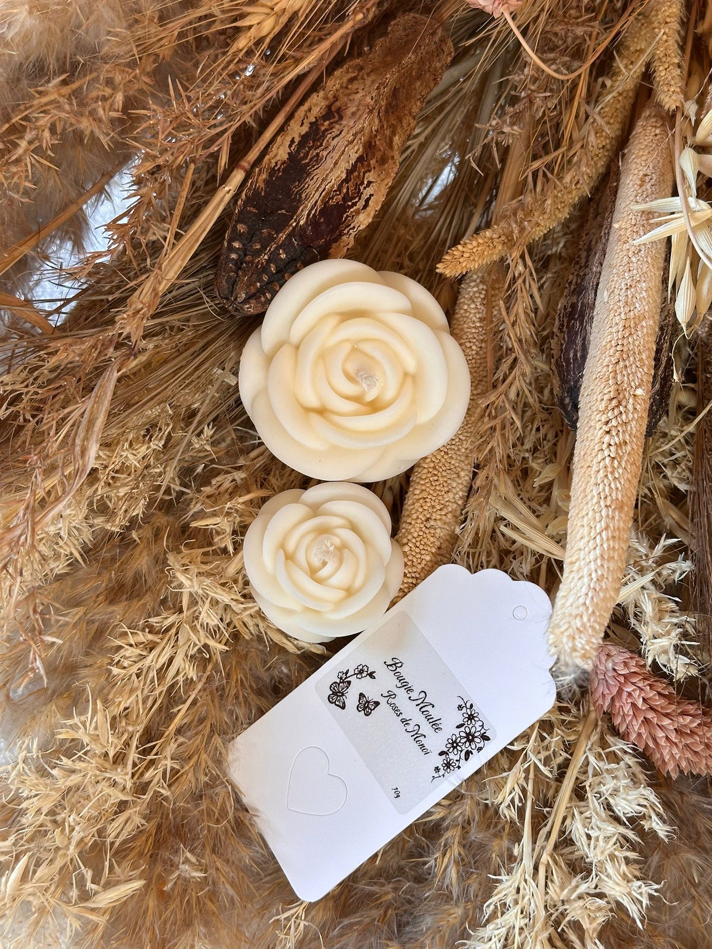 Bougie moulée - roses monoï