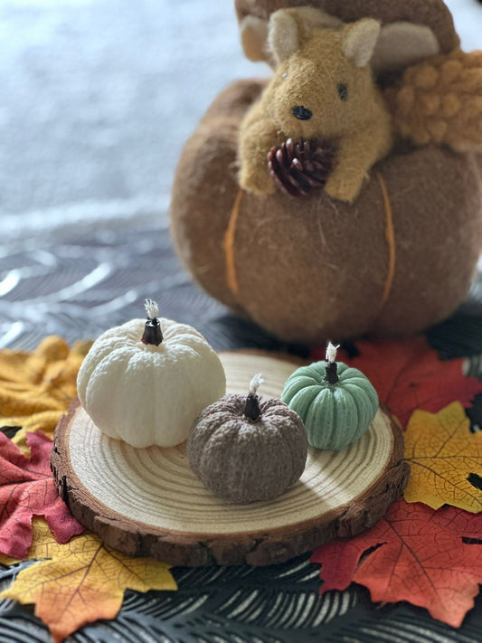 Bougies Moulées – Trio de Citrouilles